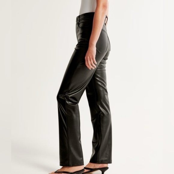 ABERCROMBIE Vegan Leather 90s Straight Pant black size 26 - Picture 5 of 12